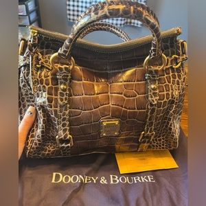 Dooney & Bourke Taupe Crocofino Satchel